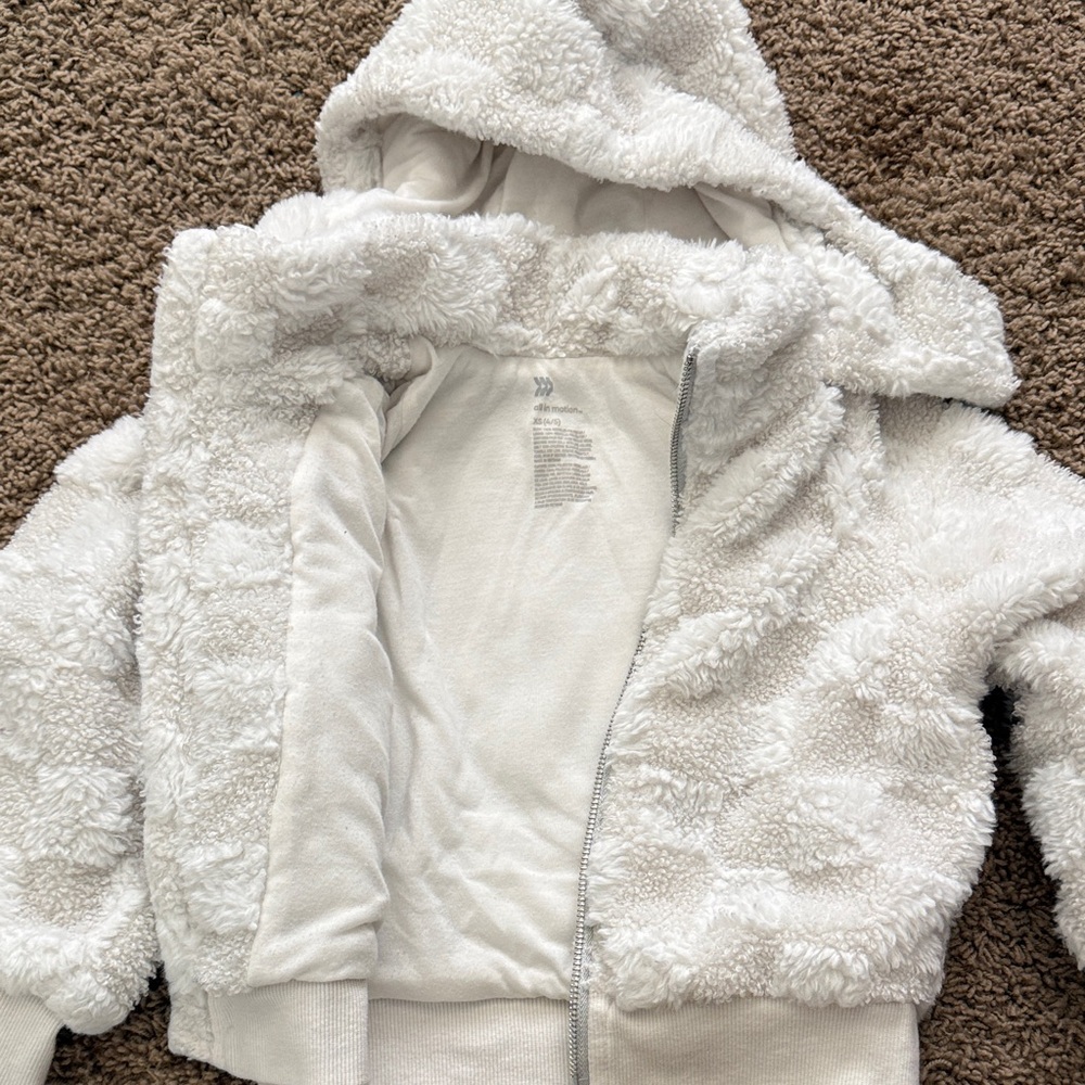 all in motion White Plush Hooded Jacket for Kids - Picture 5 of 6